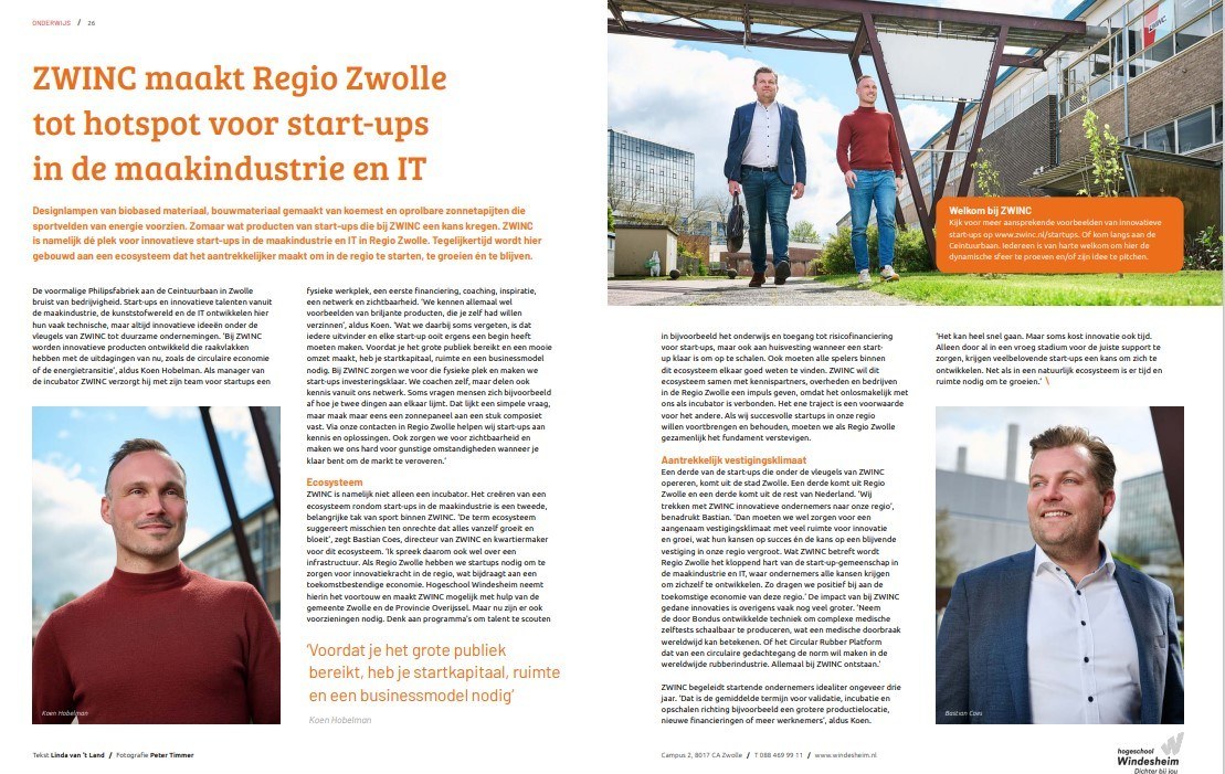 INN'regio Zwolle artikel over ZWINC